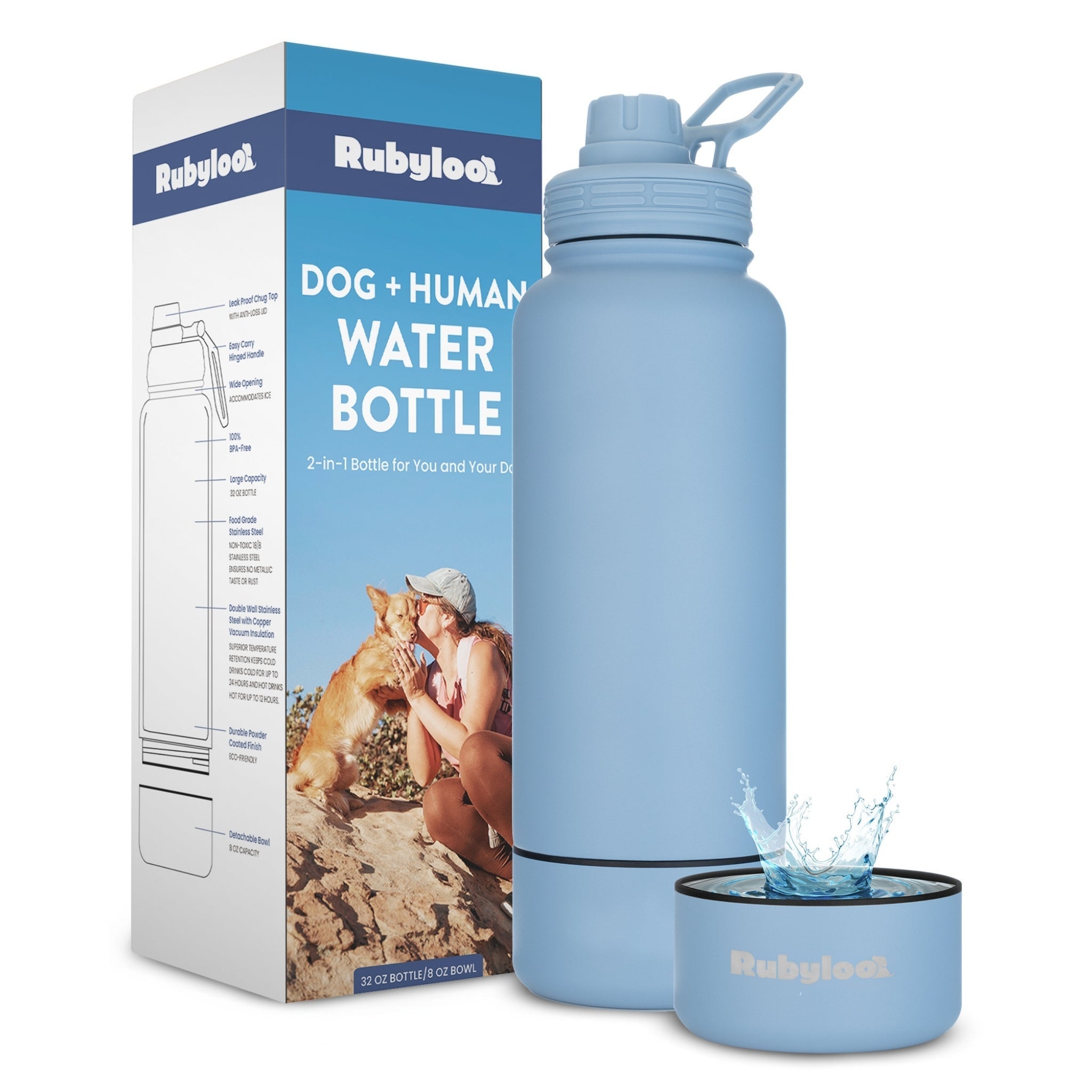 Water Bottle with Detachable Dog Bowl - Wild Things, Etc.