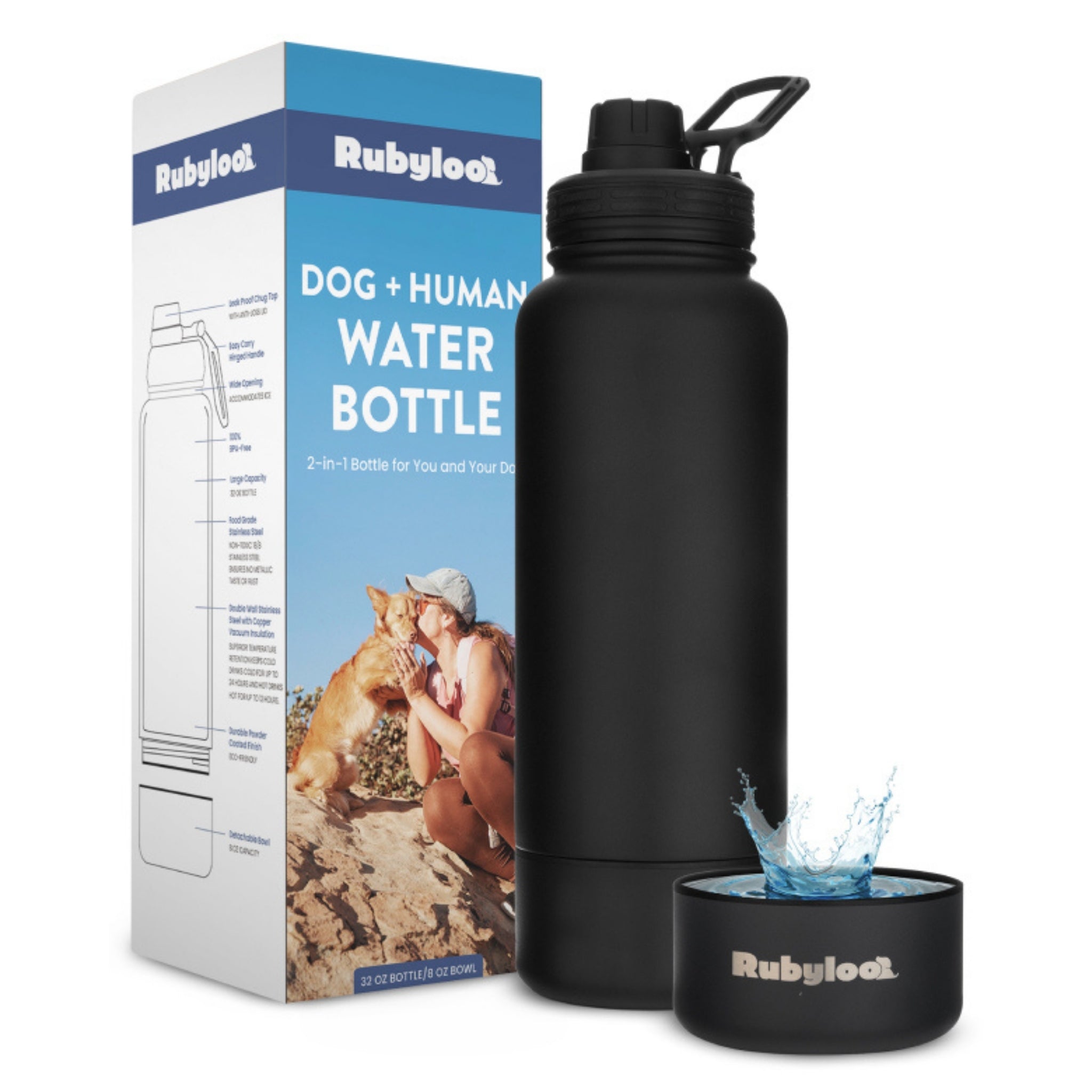 Water Bottle with Detachable Dog Bowl - Wild Things, Etc.