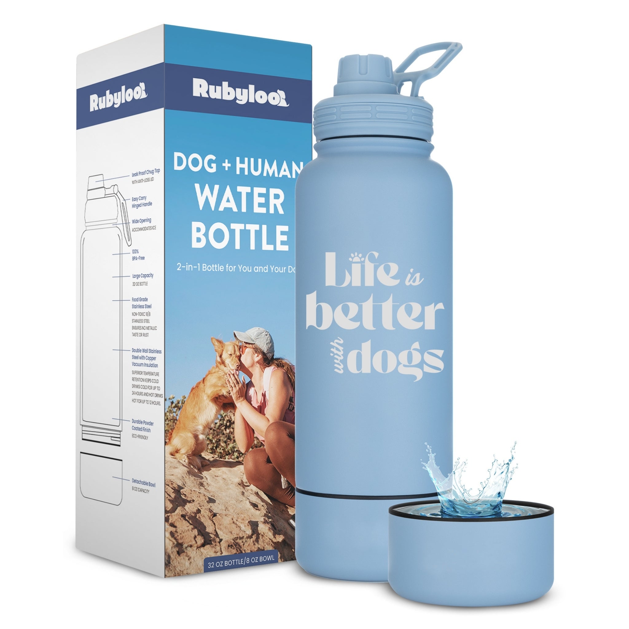 Water Bottle with Detachable Dog Bowl - Wild Things, Etc.
