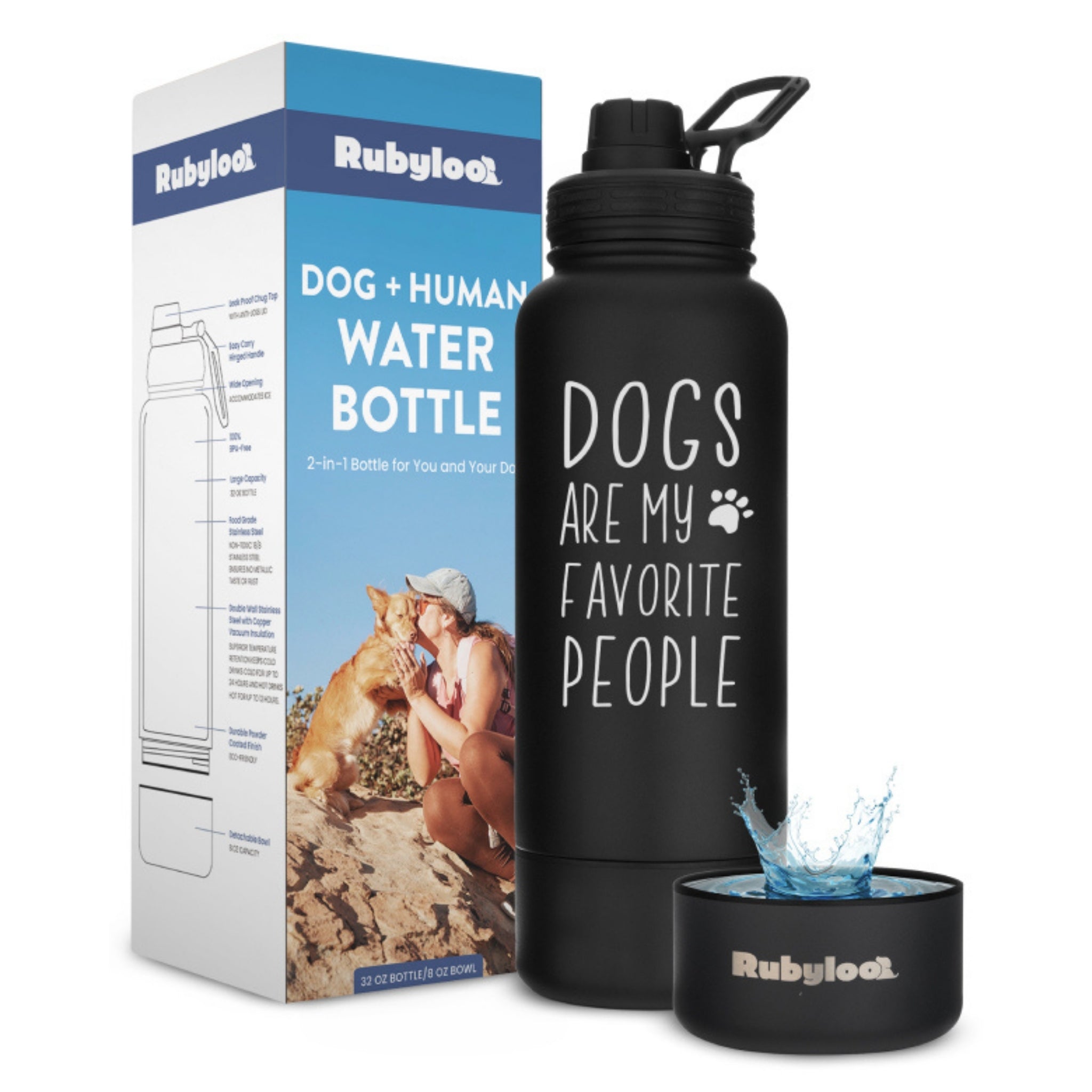 Water Bottle with Detachable Dog Bowl - Wild Things, Etc.